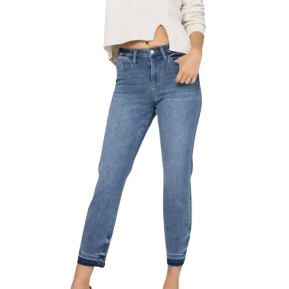 JUDY BLUE Therma Denim Boyfriend Fit High Waist Jeans Womens 3/26 Two Toned - Picture 3 of 16